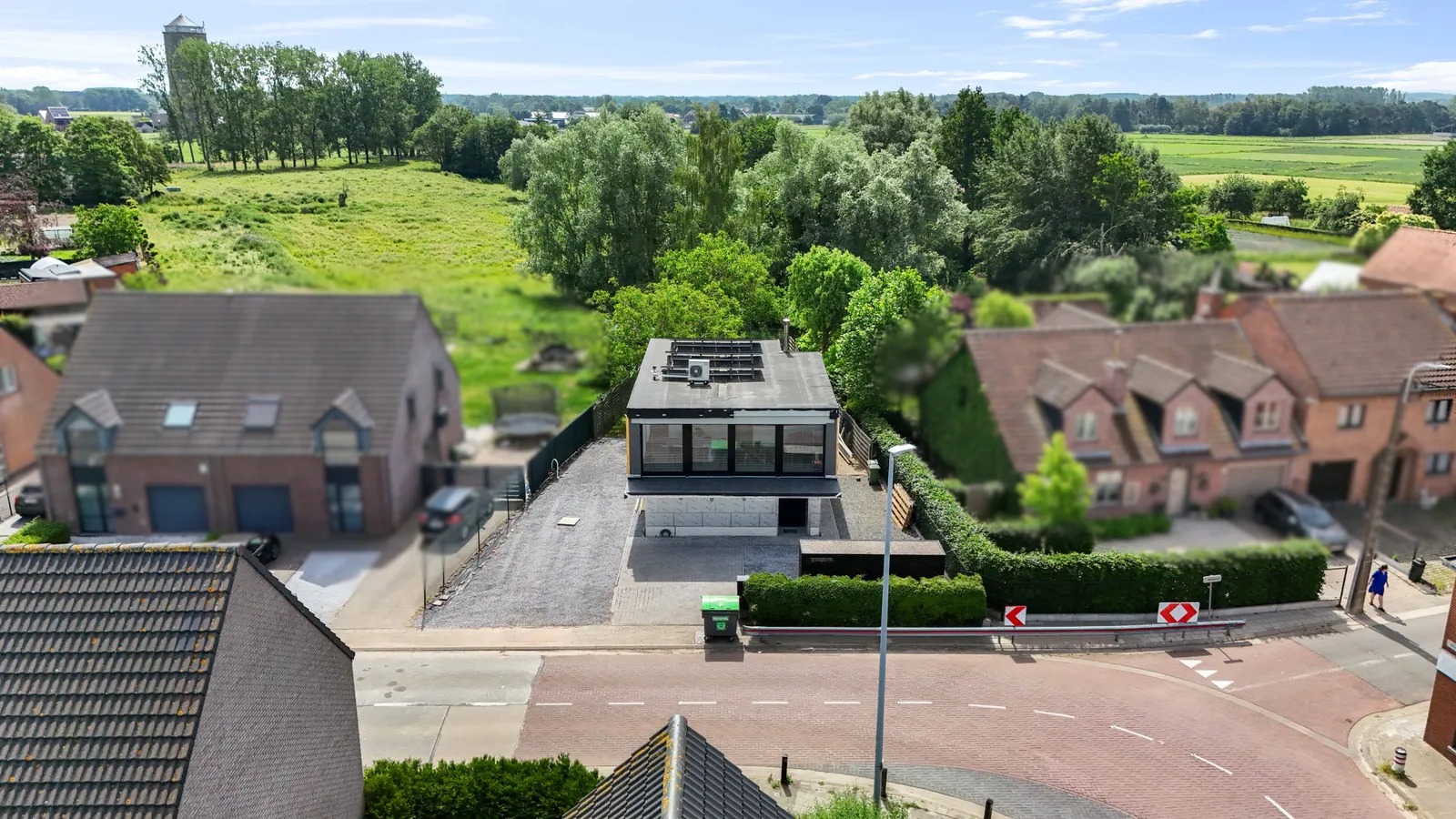 Luchtopname van een moderne woning